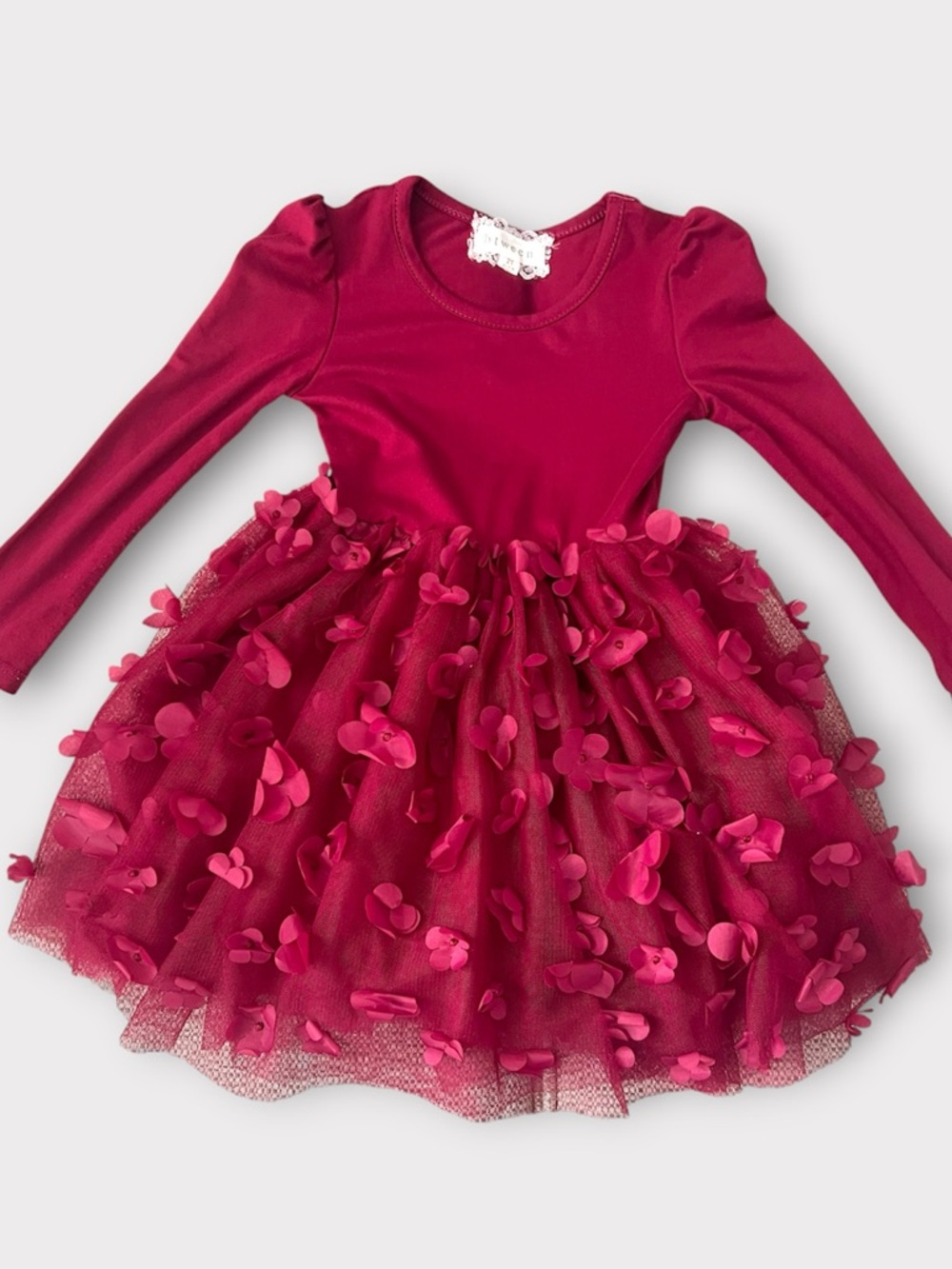 Btween Girls 2T Fuchsia Tulle Dress 3D Floral Skirt Party Birthday Special event